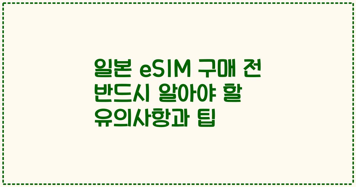 일본 eSIM 구매 전 반드시 알아야 할 유의사항과 팁