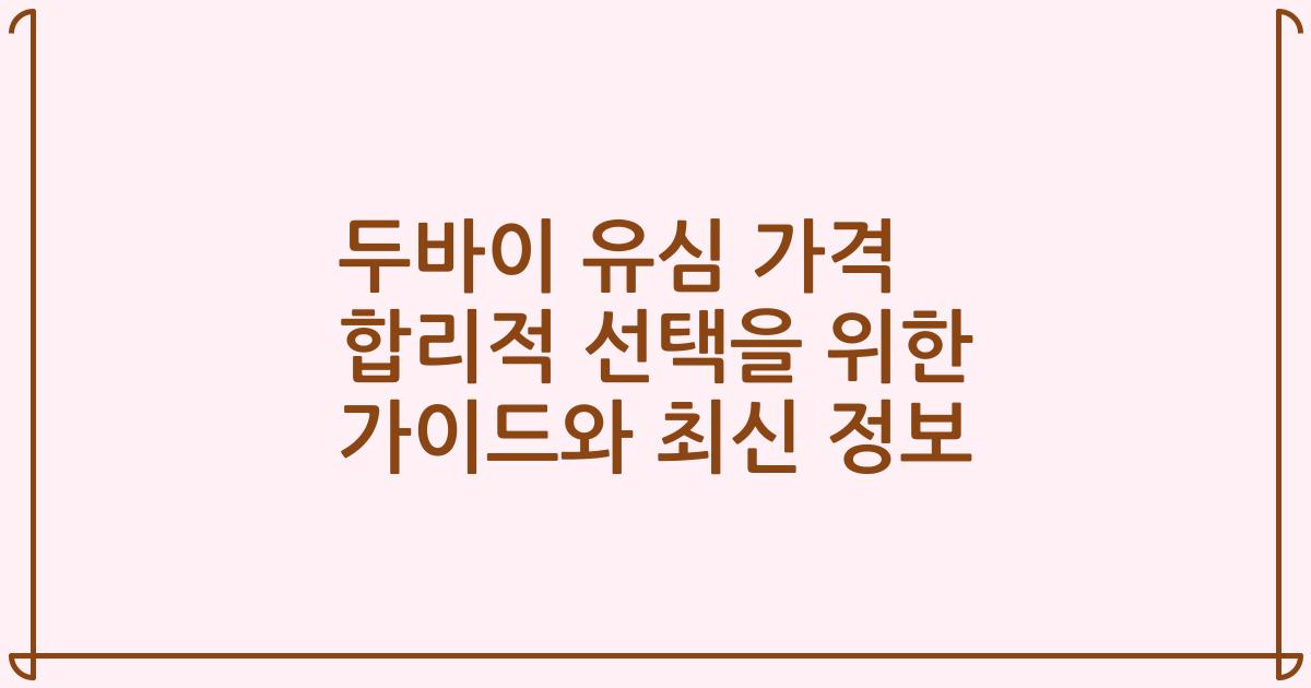 두바이 유심 가격 합리적 선택을 위한 가이드와 최신 정보