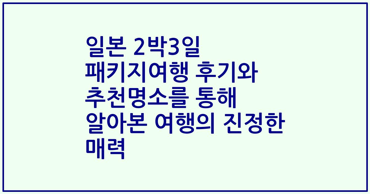 일본 2박3일 패키지여행 후기와 추천명소를 통해 알아본 여행의 진정한 매력